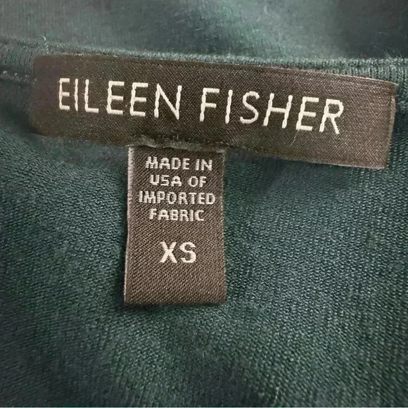 EILEEN FISHER Viscose Drape Neck 3/4 Sleeve Top Christmas Green Size XS - Picture 6 of 9